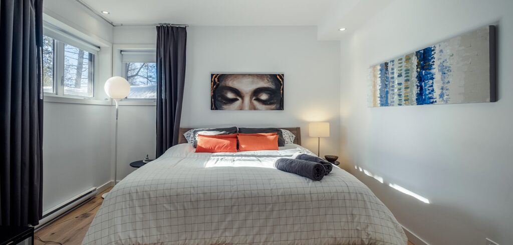 Chambre à coucher au Chalet DesignPur | Chalets de luxe à louer dans Lanaudière | Chalets Zenya